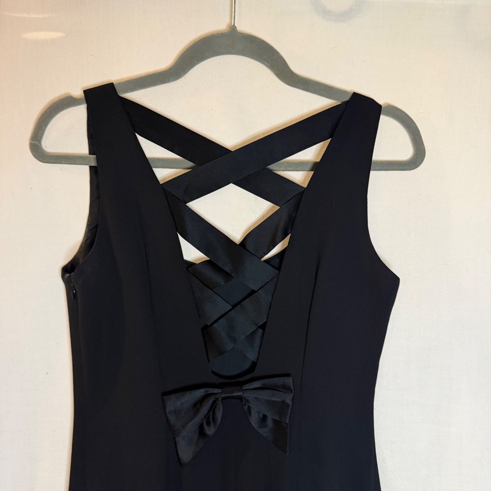 Laundry by Shelli Segal Black Maxi Dress Lattice Back Bow Detail Size 4